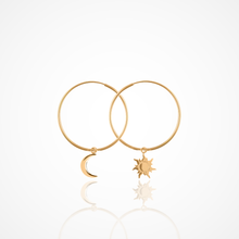 Load image into Gallery viewer, Asymmetric harmony / Moon &amp; Sun / Silver 925 (gold plated) earrings

