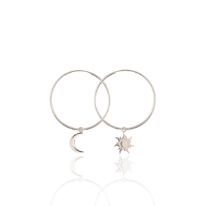 Asymmetric harmony / Moon & Sun / Silver 925 (gold plated) earrings