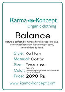 Balance kaftan cotton / sand natural dyed / free size