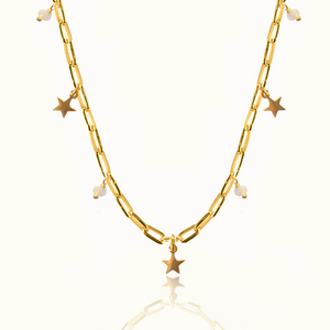Celeste Stars Silver 925 (Silver gold plated) long link chain necklace