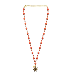 Constellation Coral/Rudraksha/Howlite/Malachite/Lapis Silver 925 Gold plated necklace