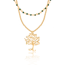 Load image into Gallery viewer, Double vision Sun/Tree of Life/Lotus Silver 925 (gold plated) necklace