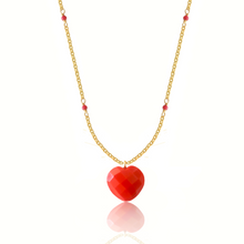 Load image into Gallery viewer, Heart Silver 925 (gold plated) Stones beaded necklace