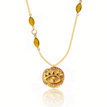 Load image into Gallery viewer, Protection talisman Silver 925 (gold plated) natural stones necklace