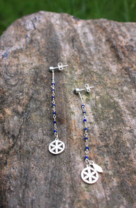 Time to time earrings (carnelian. lapis, malachite, pink quartz, pyrite, howlite) with silver 925 charm