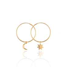 Load image into Gallery viewer, Asymmetric harmony / Moon &amp; Sun / Silver 925 (gold plated) earrings
