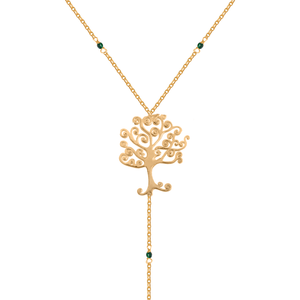 Ascendance (Lotus, Mandala, Sun, Tree) Silver 925 (gold plated) stone beads necklace