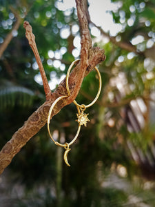 Asymmetric harmony / Moon & Sun / Silver 925 (gold plated) earrings