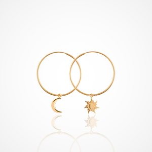 Asymmetric harmony / Moon & Sun / Silver 925 (gold plated) earrings