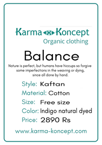Balance kaftan cotton / indigo natural dyed / free size
