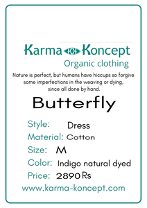 Butterfly dress cotton / indigo / S, M.
