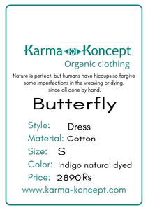 Butterfly dress cotton / indigo / S, M.