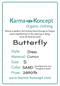 Butterfly dress cotton/ sand / S, M.