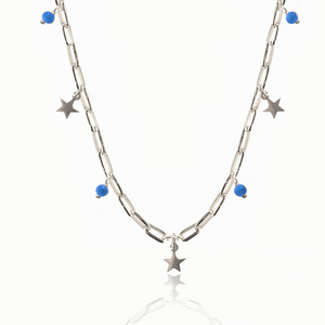 Celeste Stars Silver 925 (Silver gold plated) long link chain necklace