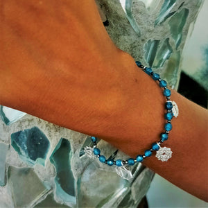Cycle full power 7 chakras Chalcedony silver (gold plated) elastic bracelet