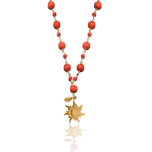 Load image into Gallery viewer, Constellation Coral/Rudraksha/Howlite/Malachite/Lapis Silver 925 Gold plated necklace
