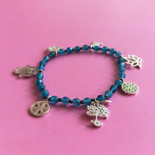 Load image into Gallery viewer, Cycle full power 7 signs Chalcedony silver (gold plated) elastic bracelet

