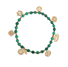 Load image into Gallery viewer, Cycle full power 7 chakras Chalcedony silver (gold plated) elastic bracelet
