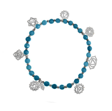 Load image into Gallery viewer, Cycle full power 7 chakras Chalcedony silver (gold plated) elastic bracelet
