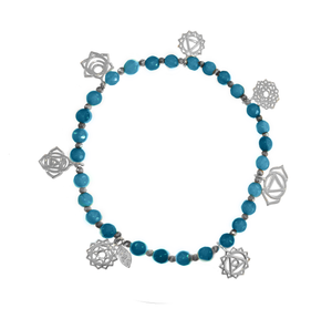 Cycle full power 7 chakras Chalcedony silver (gold plated) elastic bracelet