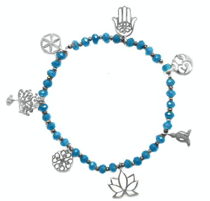 Cycle full power 7 signs Chalcedony silver (gold plated) elastic bracelet