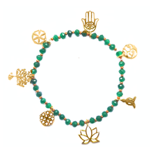Load image into Gallery viewer, Cycle full power 7 signs Chalcedony silver (gold plated) elastic bracelet
