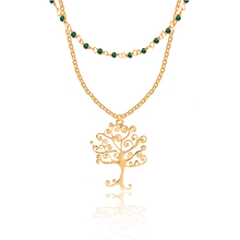 Load image into Gallery viewer, Double vision Sun/Tree of Life/Lotus  Silver 925 (gold plated) necklace
