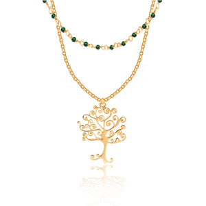 Double vision Sun/Tree of Life/Lotus  Silver 925 (gold plated) necklace