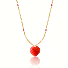 Load image into Gallery viewer, Heart Silver 925 (gold plated) Stones beaded necklace
