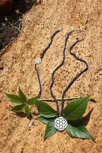Unity necklace (carnelian. lapis, malachite, labradorite, pyrite, howlite) with silver 925 charm