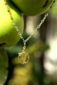 Time to time Vegan sign sliver 925 gold plated malachite/lapis necklace