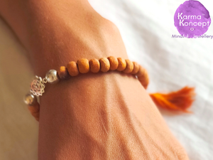 Mala chakra silver 925 (coral, rudraksha, sandal wood, malachite, lapis) bracelet