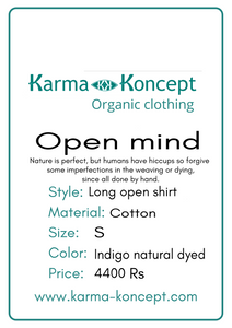 Open mind long open shirt - Indigo / cotton / S-M