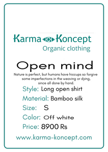 Open mind long open shirt - Bamboo silk / off white / S-M