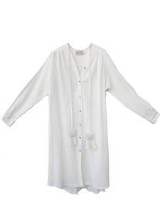 Open mind long open shirt - Bamboo silk / off white / S-M