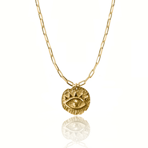 Protection Talisman EYE Silver 925 (Gold plated) long link chain necklace