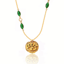 Load image into Gallery viewer, Protection talisman Silver 925 (gold plated) natural stones necklace
