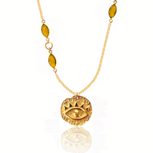 Load image into Gallery viewer, Protection talisman Silver 925 (gold plated) natural stones necklace
