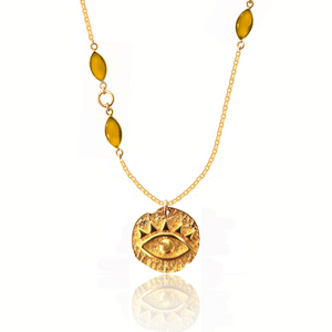 Protection talisman Silver 925 (gold plated) natural stones necklace