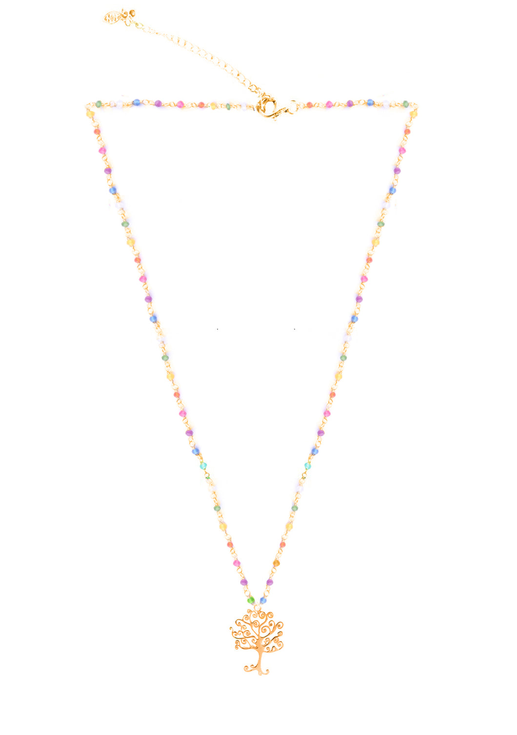 Rainbow Silver 925 gold plated/7 stones choker