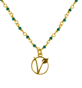 Time to time Vegan sign sliver 925 gold plated malachite/lapis necklace