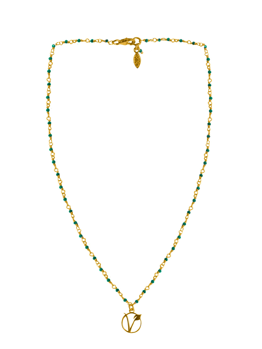 Time to time Vegan sign sliver 925 gold plated malachite/lapis necklace