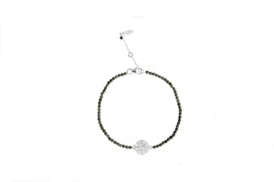 Unity bracelet (carnelian. lapis, malachite, 7 stones, pyrite) with silver 925 charm
