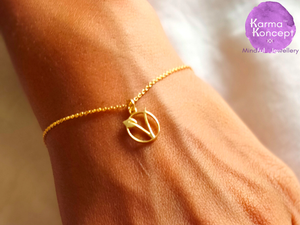 Simplicity Vegan sign silver 925/silver gold plated bracelet