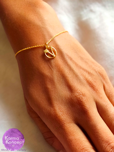 Simplicity Vegan sign silver 925/silver gold plated bracelet