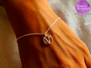 Simplicity Vegan sign silver 925/silver gold plated bracelet