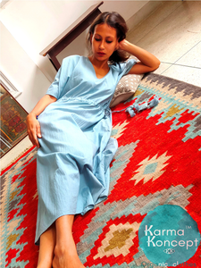 Balance kaftan cotton / indigo natural dyed / free size