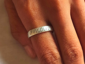 Wise word LOVE/AMOUR silver 925 ring