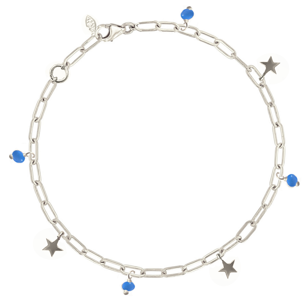 Celeste Stars Silver 925 (Silver gold plated) long link chain bracelet
