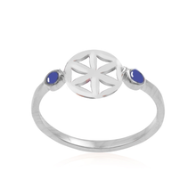 Load image into Gallery viewer, Equity silver 925/gold plated (rose quartz/Lotus, carnelian/Sun, lapis/Flower of life) ring
